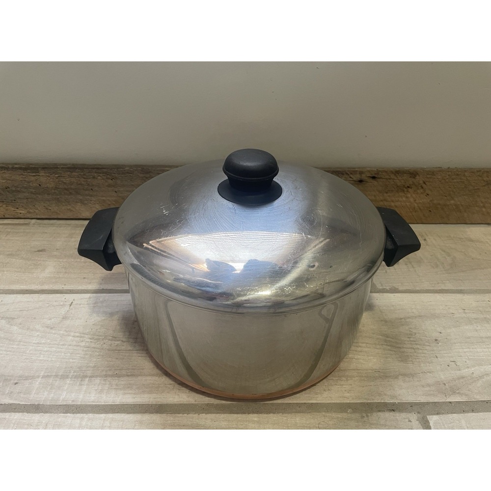 Revere Ware 1801 Copper Bottom 6 Qt Quart Stock Pot w/ Lid Rome, NY USA 81